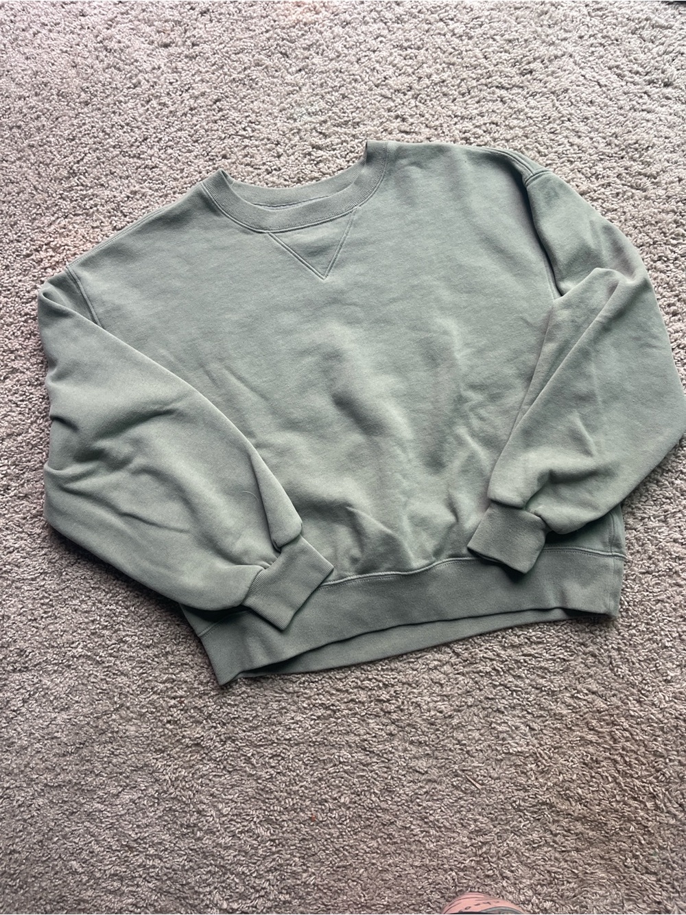 Cropped Crewneck Sweatshirt - Sage Green